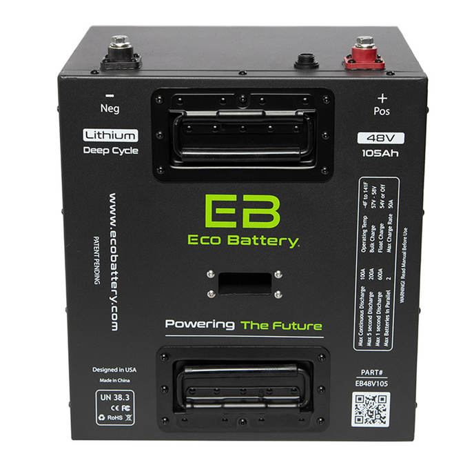 Club Car Precedent/Onward/Tempo 48V (51V) 105AH Eco Lithium Battery Complete Bundle - Thru Hole