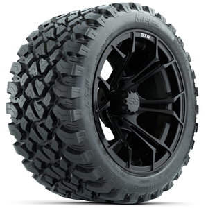 14-Inch GTW Spyder Matte Black Wheels with 23x10-14 GTW Nomad All-Terrain Tires (Set of 4)