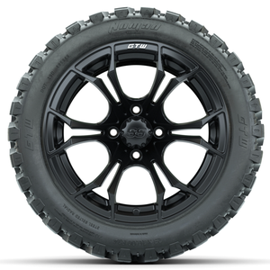 14-Inch GTW Spyder Matte Black Wheels with 23x10-14 GTW Nomad All-Terrain Tires (Set of 4)