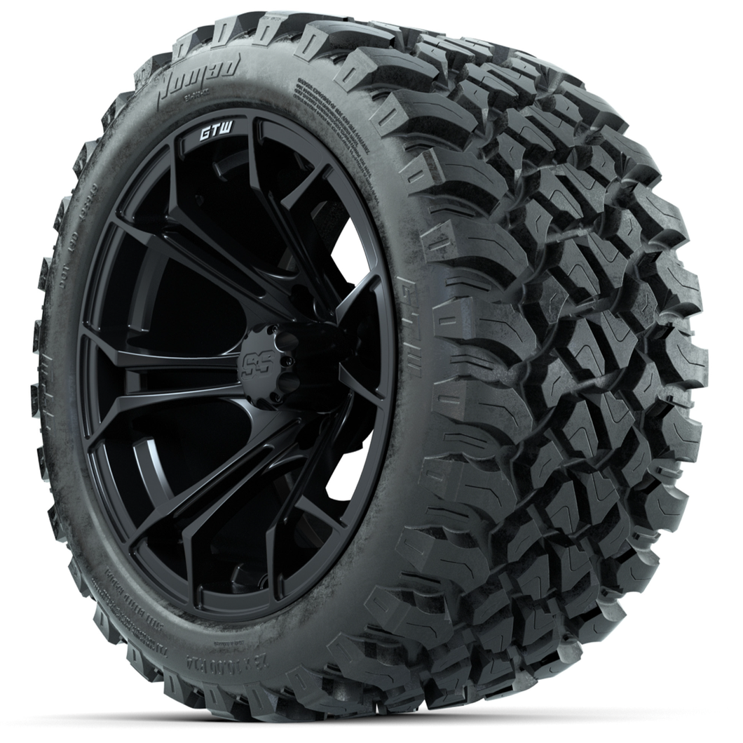 14-Inch GTW Spyder Matte Black Wheels with 23x10-14 GTW Nomad All-Terrain Tires (Set of 4)