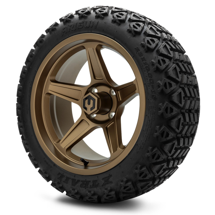 MODZ® 15-Inch Drift Matte Bronze Wheels & 23-Inch Arisun X-Trail All-Terrain Tires Combo