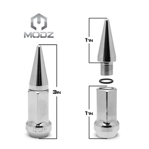 16-Pack MODZ® Chrome SPIKED Golf Cart Lug Nuts (Metric) for Yamaha, Evolution and Denago