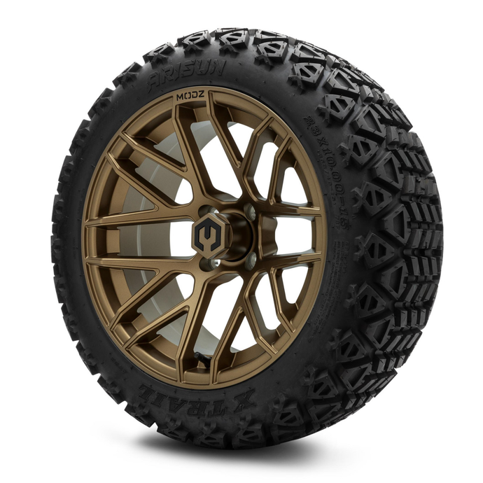 MODZ® 15-Inch Matrix Matte Bronze Wheels & 23-Inch Arisun X-Trail All-Terrain Tires Combo