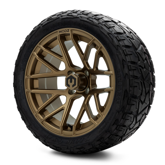 MODZ® 15-Inch Matrix Matte Bronze Wheels & 23-Inch XComp Gladiator Steel Belted Radial Tires Combo