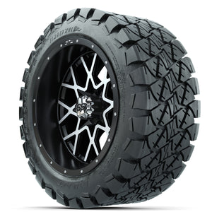 14-inch GTW Matte Black and Machined Vortex Wheels with 22" GTW Timberwolf All-Terrain Tires (Set of 4)